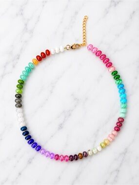 NEW Handmade Colorful Rainbow Beaded Necklace